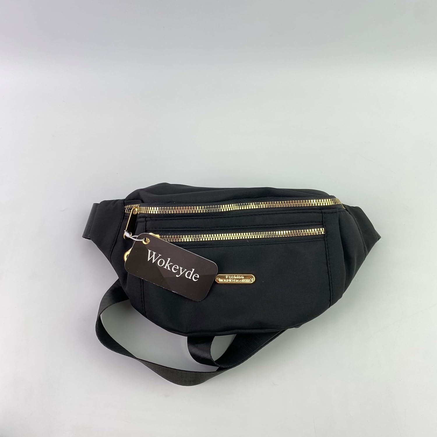 black fanny Pack for Women, womens belt bag, fanny pack for men crossbody, Water Repellent Waist packs, foldie Crossbody Bag with Adjustable Strap for Workout Running Hiking Cycling (Black).