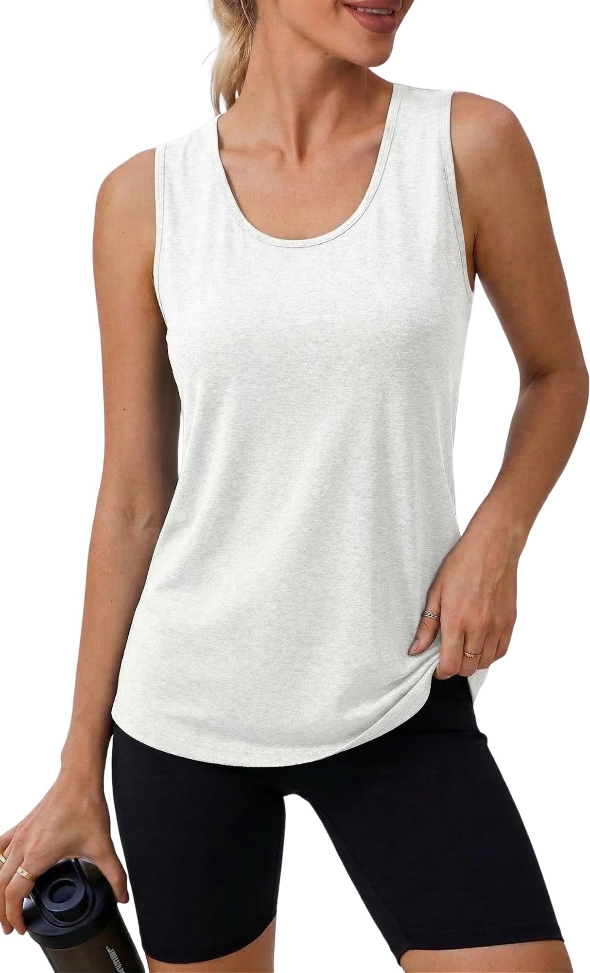 PINSPARK Damski sportowy tank top bez rękawów, oddychający top z siateczki, na siłownię, lekki top sportowy, luźny top do jogi