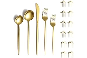 Evanda Gold Flatware Service for 12: Timeless Elegance for Every Occasion