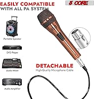 Vista 4 de 5 CORE Micrófono vocal dinámico profesional de neodimio cardioide unidireccional micrófono de mano para cantar + cable de 16 pies + clip + bolsa