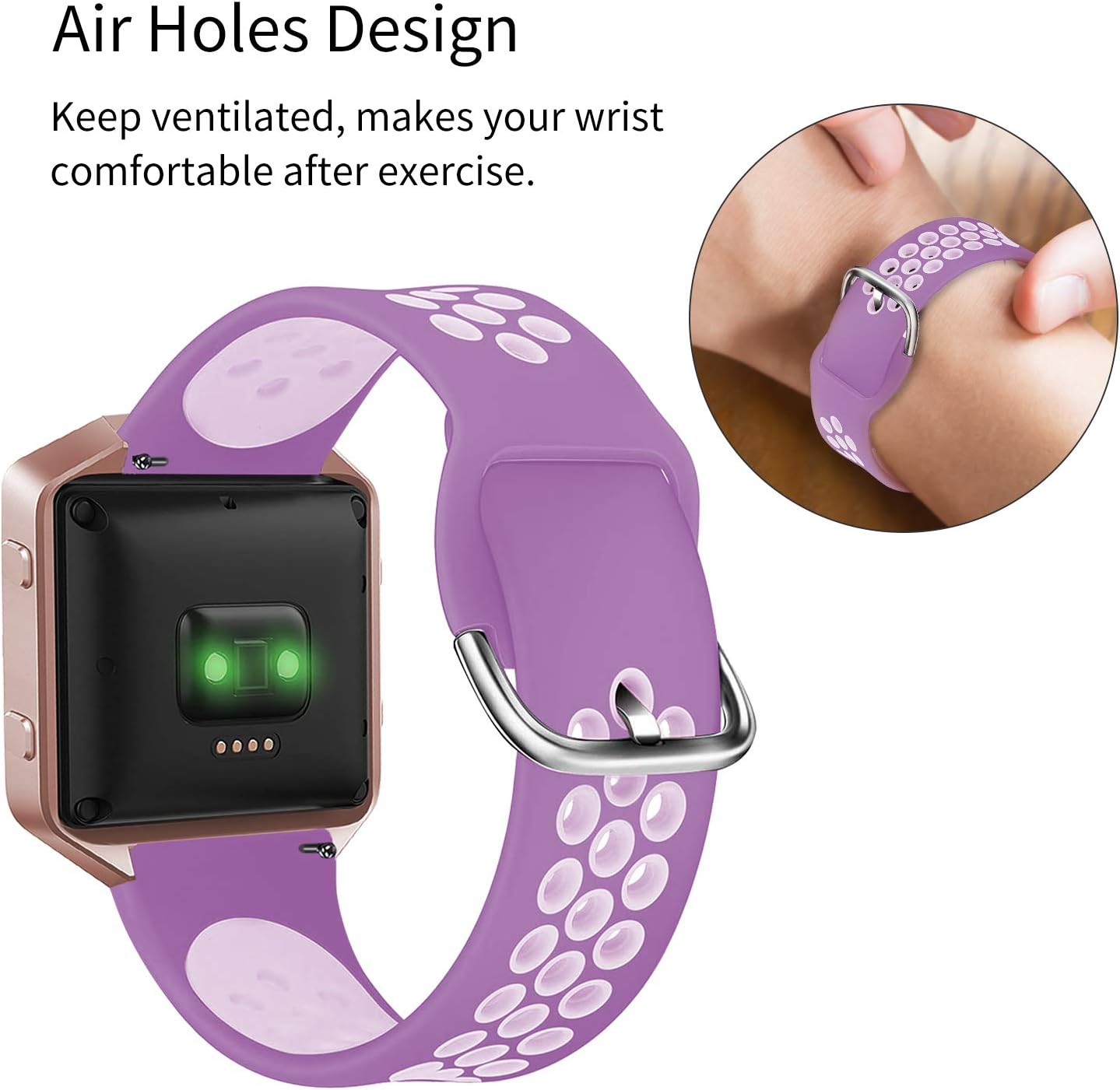 Acrbiutu Bands Compatible with Fitbit Blaze, Soft Silicone Breathable Replacement Sport Accessory Strap Wristband with Metal Frame for Fitbit Blaze Smart Fitness Watch Women Men