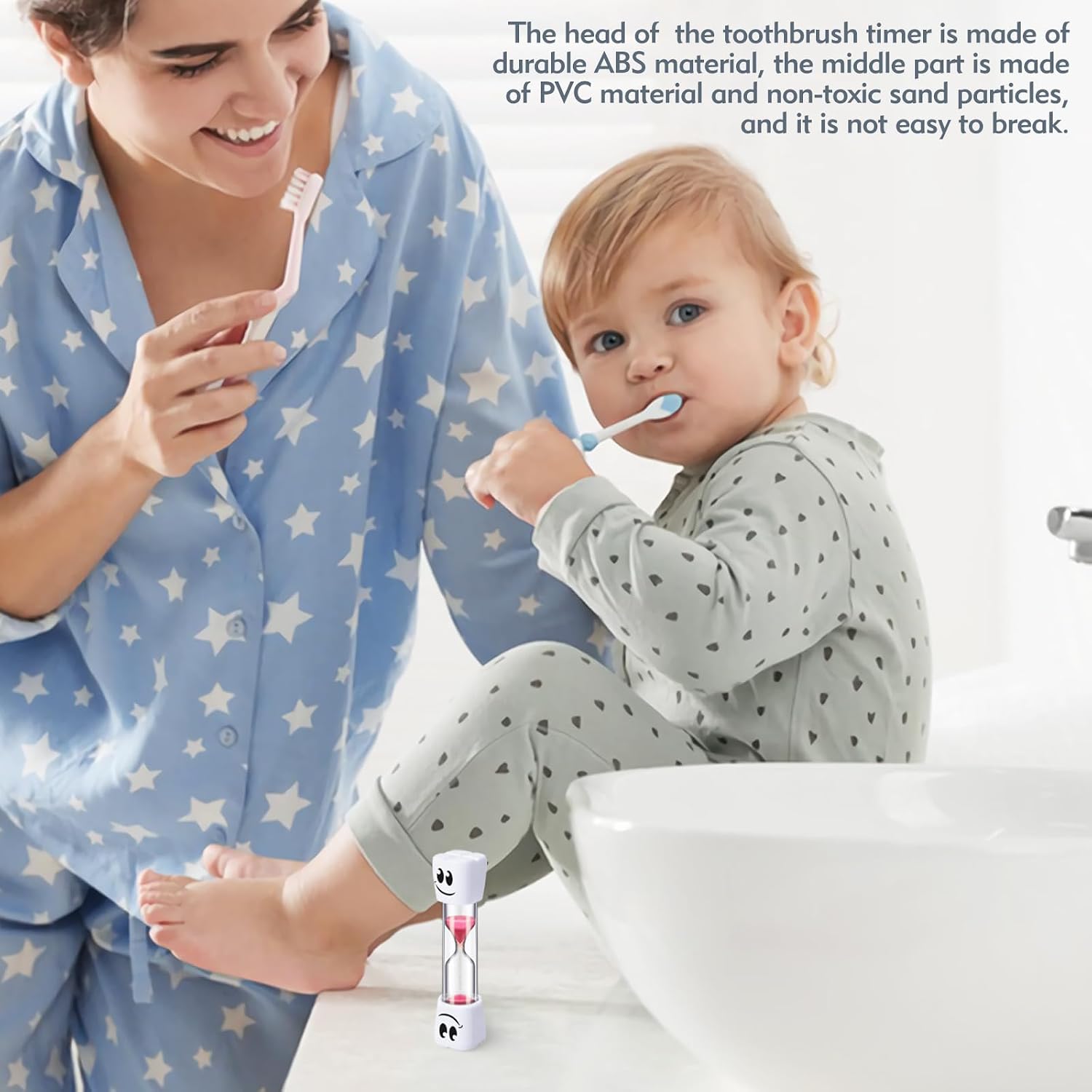 4PCS Toothbrush Timer for Kids, Cute Smile Pattern 2 Minute Sand Timer