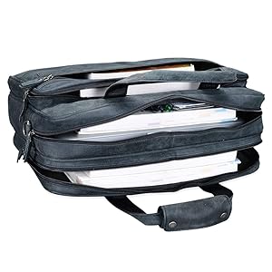 Borsa Lavoro In Vera Pelle 'Atlantis' - Ventiquattrore Porta PC 15.6" Per Ufficio E Viaggi, Elegante E Capiente