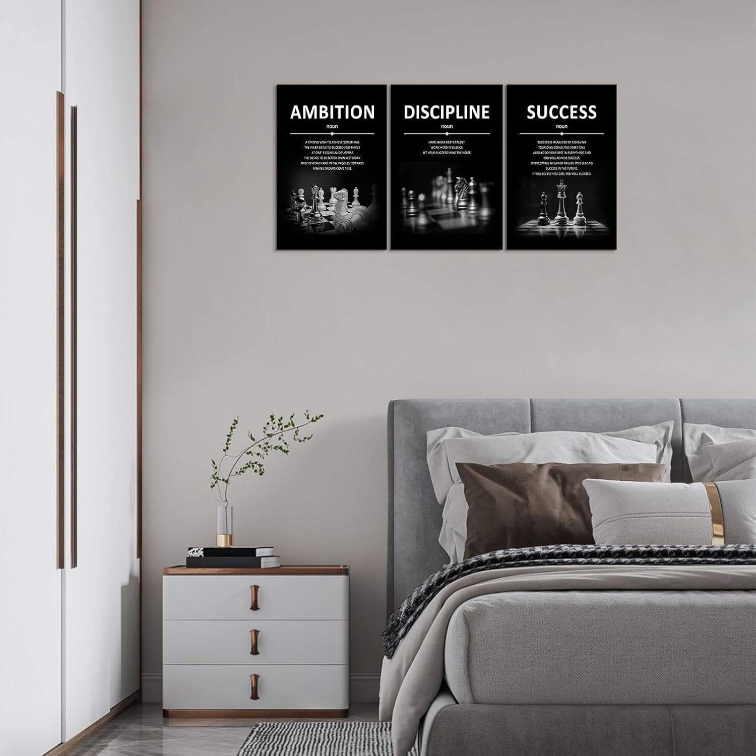 Xbolu Motivational Wall Decor Success Wall Art Inspirational Quotes Pictures Motivational Posters Framed Canvas Wall Art Prints Goal Artwork Home Office Wall Decor Ready to Hang