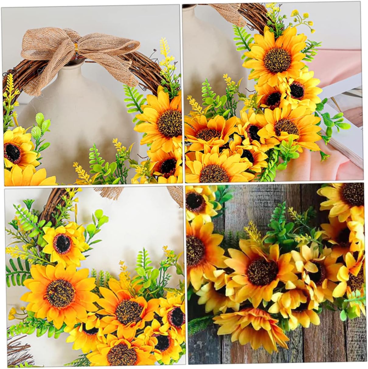 Artificial Floral Wreath with Sunflowers Hanging Decoration for Home Office and Festival Use Realistic Simulation Easy Care and Versatile Wall Ornament