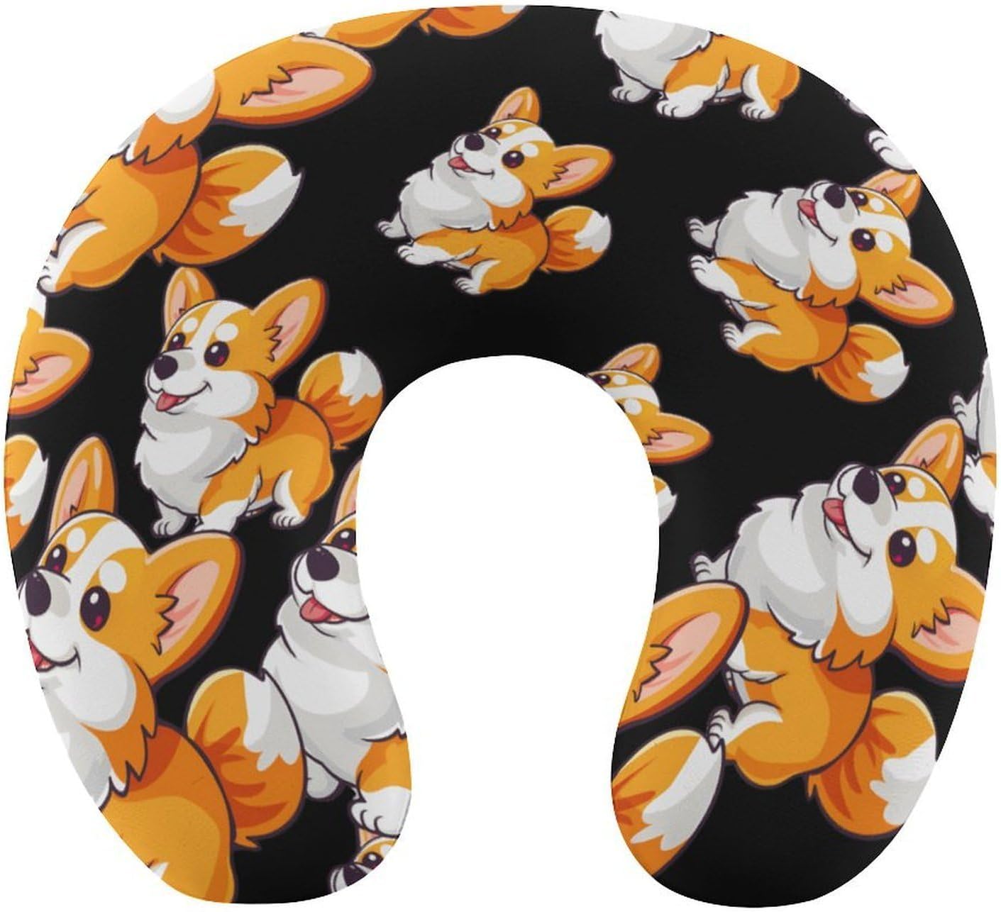 Corgi Travel Pillow U Shape Neck Pillow Washable Pillowcase for Sleeping Chair