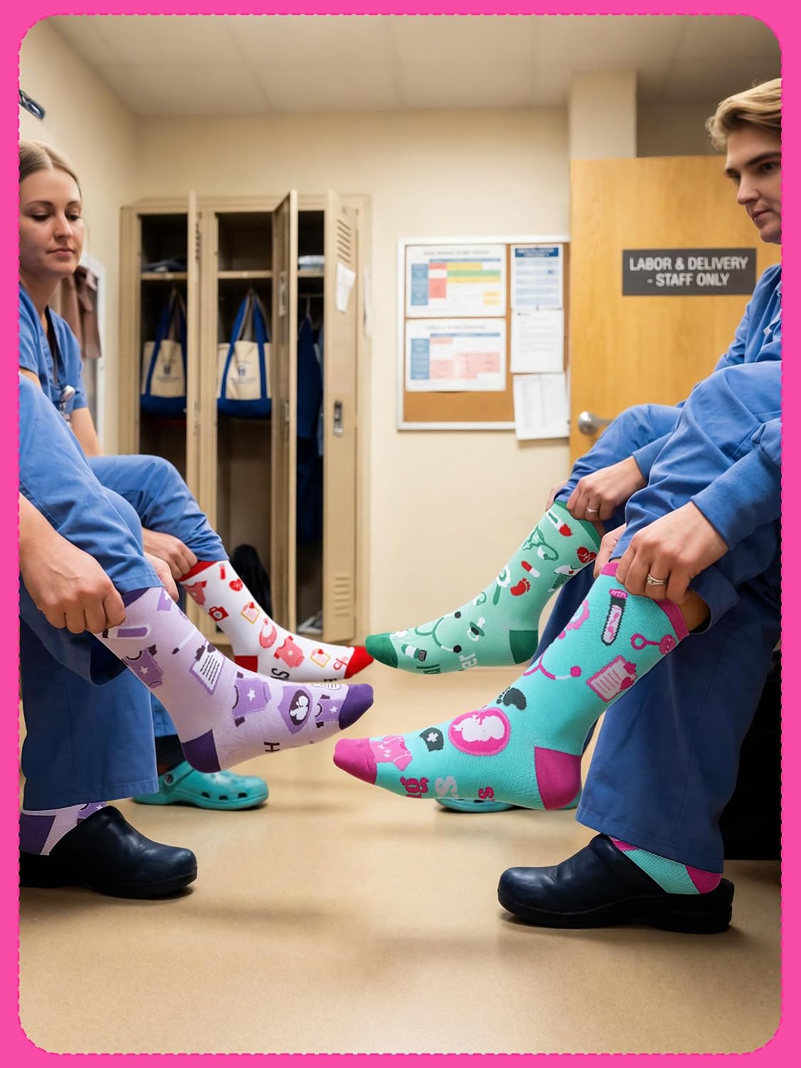 Glitopper 12 Pairs Funny Labor and Delivery Nurse Socks for Women Obstetrics Appreciation Gift Novelty Funny Crew Sock Gift for Labor and Delivery Nurse