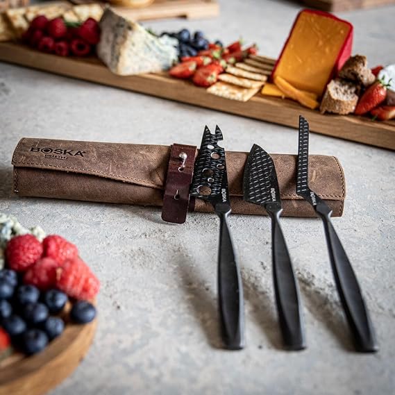 BOSKA 307089 Monaco+ Cheese Knife Set, Full-Size, Black