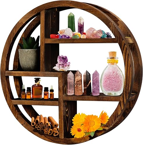 Soporte de cristal, estante de cristal para piedras, aceites esenciales y decoración Whichy, decoración colgante de pared para dormitorio, soporte