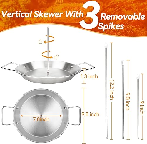 Miniatura 4 de Brocheta vertical para barbacoa, brocheta Al Pastor para parrilla, pincho grueso de acero inoxidable para barbacoa para soporte vertical con 3 picos