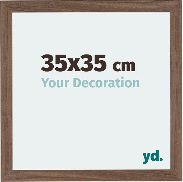 yd. Your Decoration - Cornice 35x35 cm - Cornice Decorativa Parete in Legno con Vetro in acryl - Antiriflesso - Ottima Qualità - Noce Scuro - Mura - 1