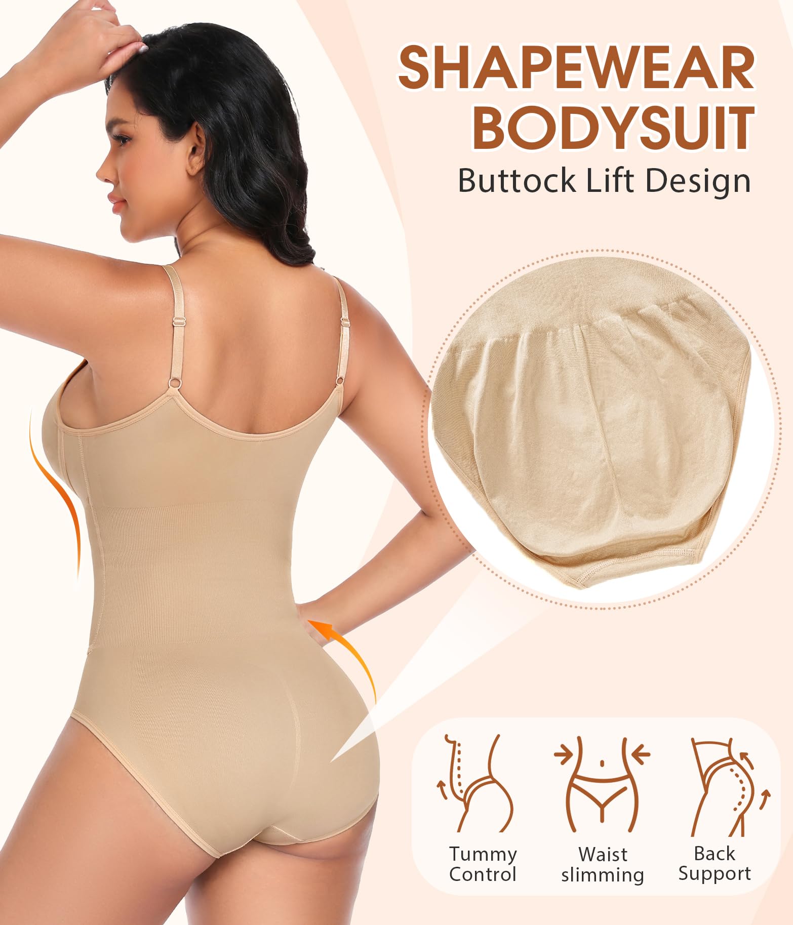 Niwicee Body modelujące kobiety modelujące sylwetkę body z płaskim brzuchem, rękaw podtrzymujący kobiety bielizna wyszczuplająca kształtujący z biustonoszem i regulowanym paskiem na ramię