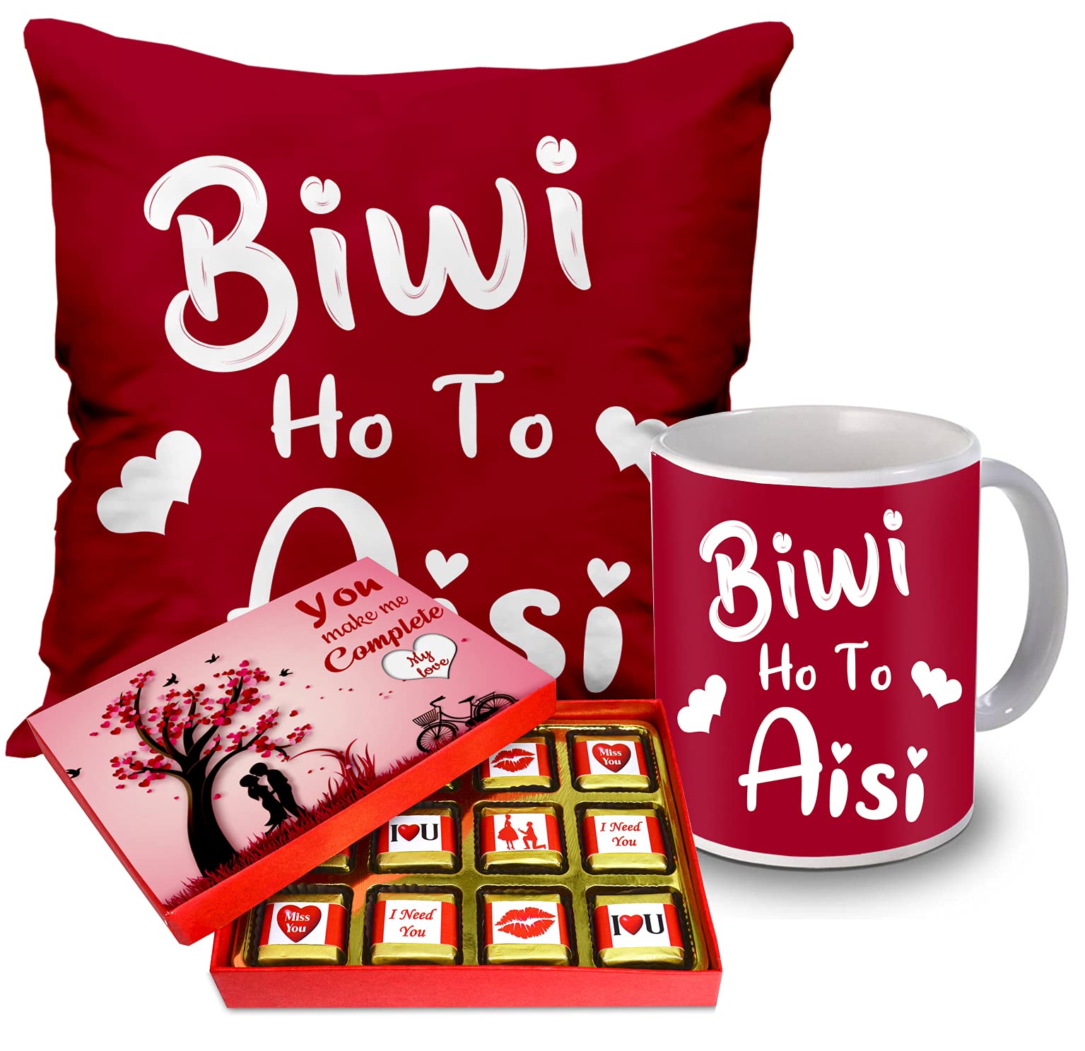 Midiron Romantic Gift For Wife | Best Wife Gift | Chocolate Gift Box For Girlfriend/Friend/Fiancee/Wifey | Love Gift Hamper with Handmade Chocolates | Printed Cushion - 12 * 12 Inch (B09GBFZB3X) Amazon Price History, Amazon Price Tracker