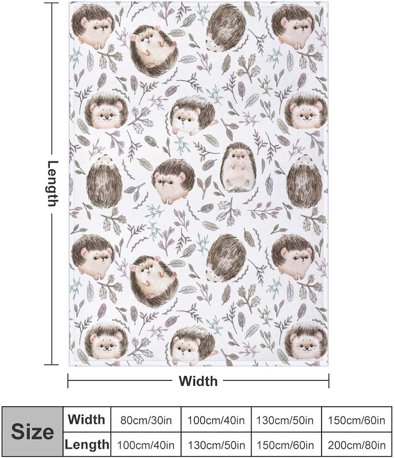 Cute Hedgehog Blanket Super Soft Cozy Throw Blanket, Lightweight Fuzzy Comfy Flannel Warm Plush for Couch, Sofa, Bed Travel and Camping Gifts 60"x50"