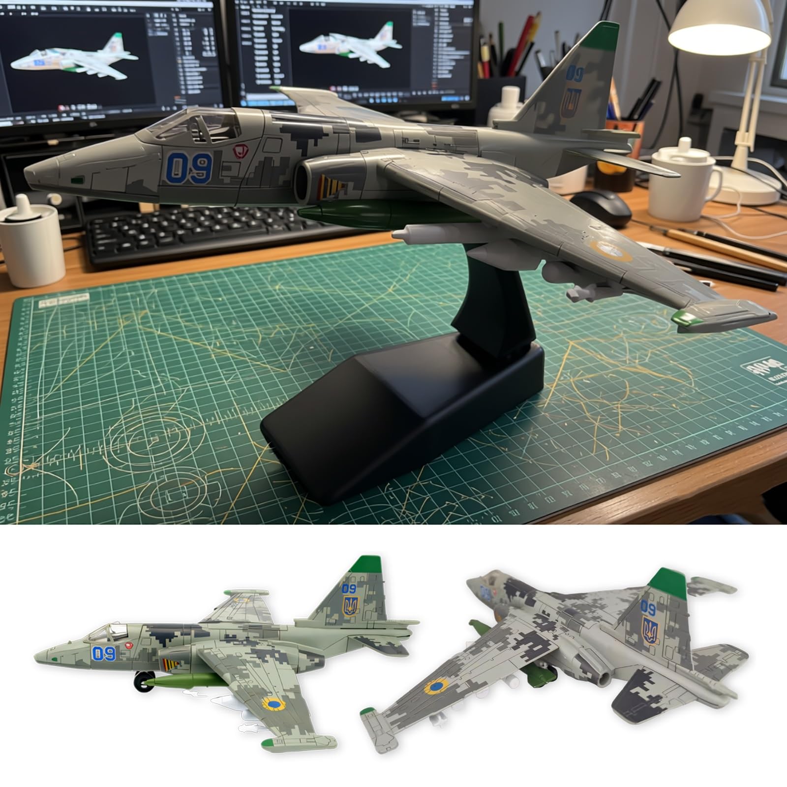 Modello aereo militare preassemblato Su-25 in scala 1:72 con espositore Regalo collezione perfetto for uomini, appassionati aviazione, espositore for decorazioni casa ufficio