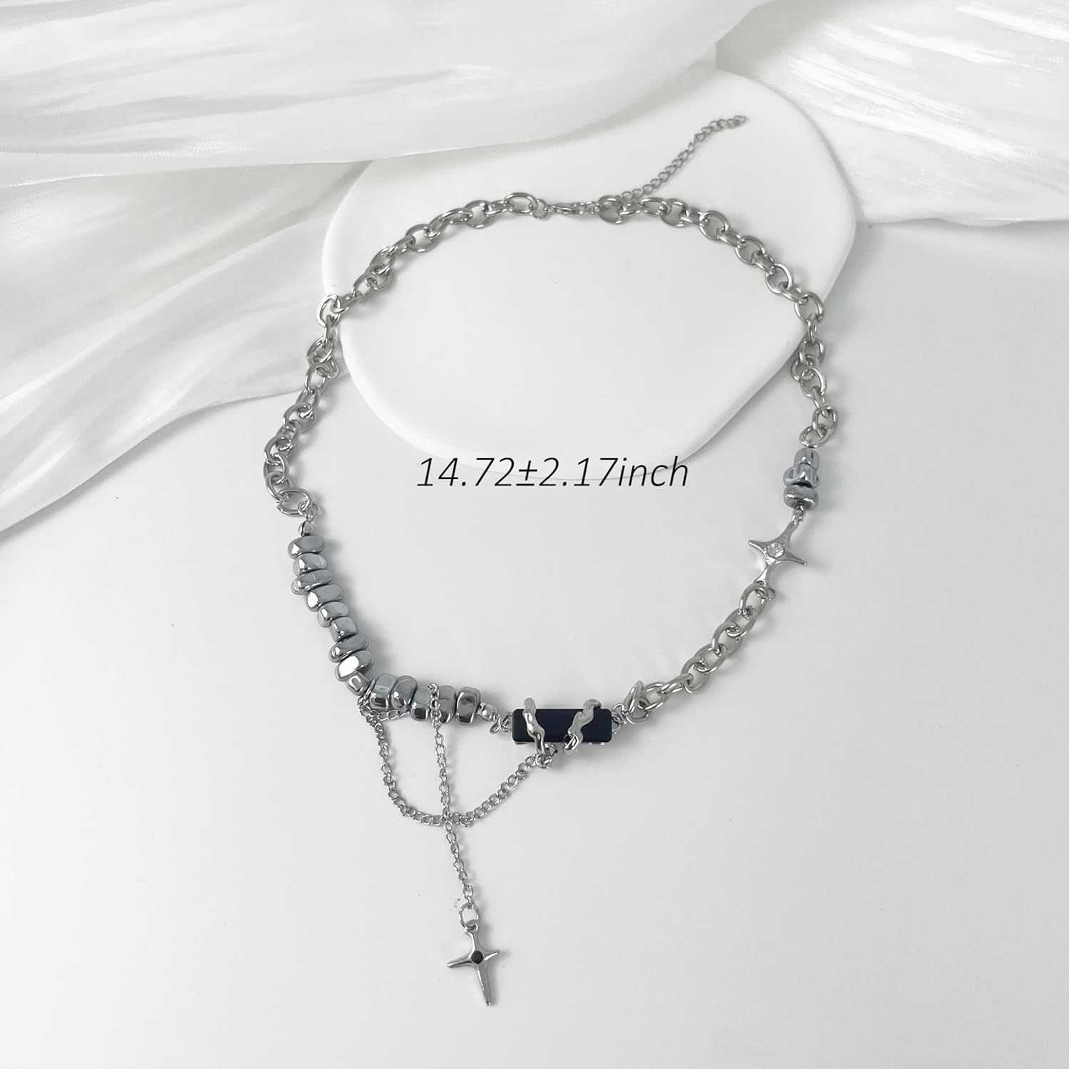 Y2k Irregular Necklace Star Pendant Moonlight Stone Fashion Collar Chain Design Spicy Silver Jewelry for Women - Image 7