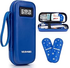 YOUSHARES Insuline Insulated Pouch, Travel Insulin Isothermal Pouch for Diabetic Temperature Display with 2 Ice Pockets, Insulin Medicament Insulated Bag for Syringe Pen, Blue, 01_h2_blue