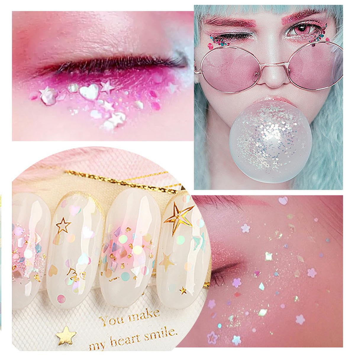 10ml/Vaso Nail Flakies Paillettes Star Moon Fiocco di neve Forme Paillette Polish Strumento Decor Manicure Fai da te Nail Art Decorazione-giallo-500g
