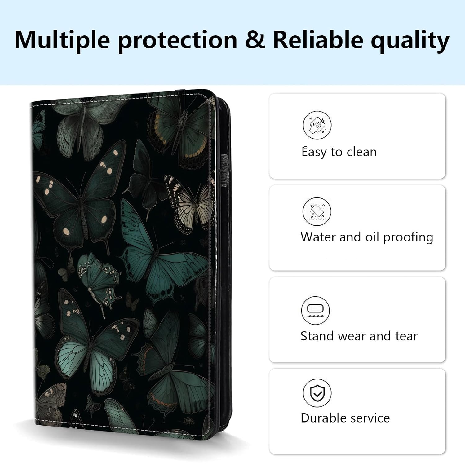 Server Books for Waitress PU Leather Server Book for Women for Women with Zipper Pocket Guest Check Pads Cute Waitstaff Organizer with Money Pocket Fit Server Apron, A Flock of Butterflies