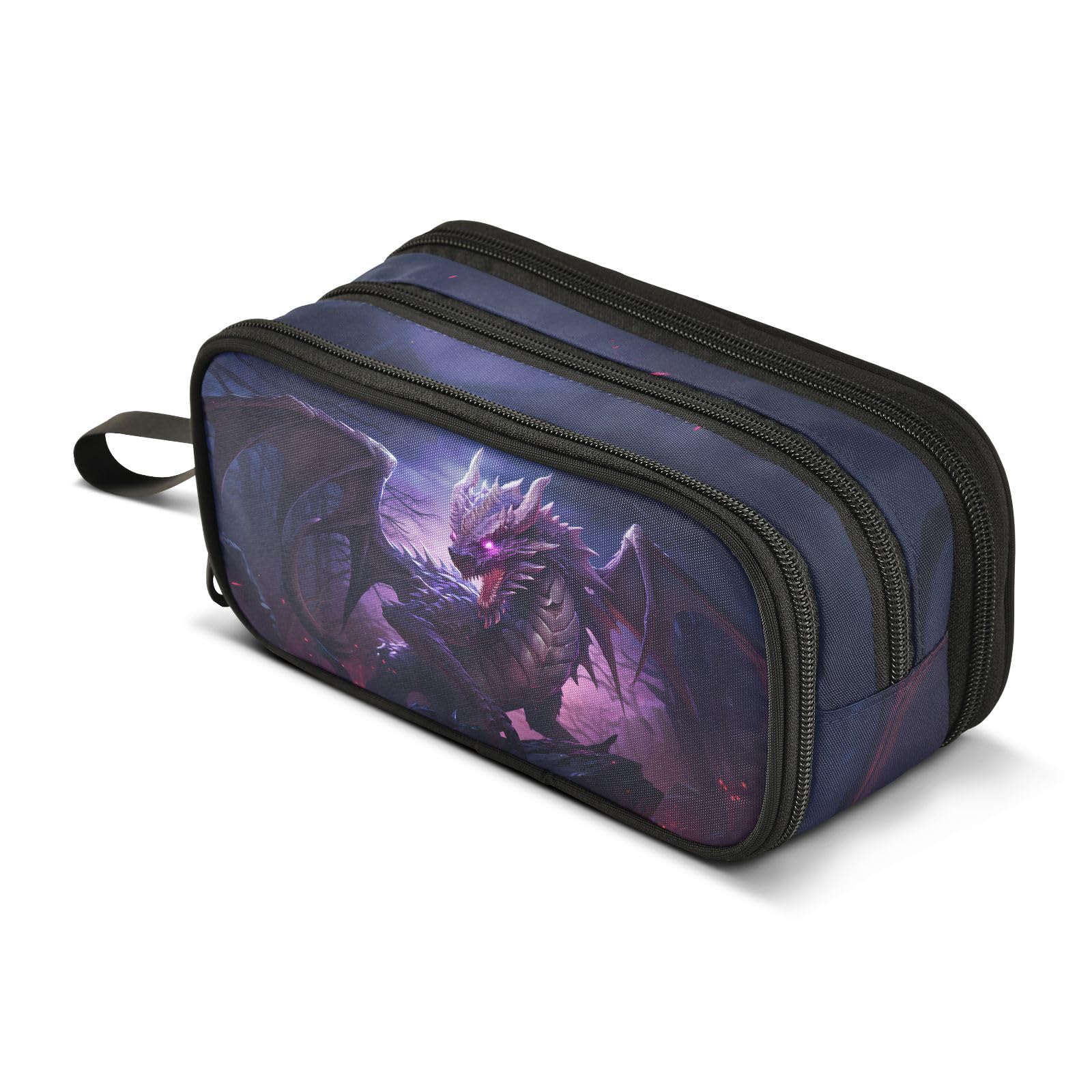 BOENLE Dragon Purple Pencil Case Box Boys Girls Large Pencil Pouch with Zipper Compartments Big Capacity Stationery Pen Bag Organizer for Kids Teens Adults School — image 1