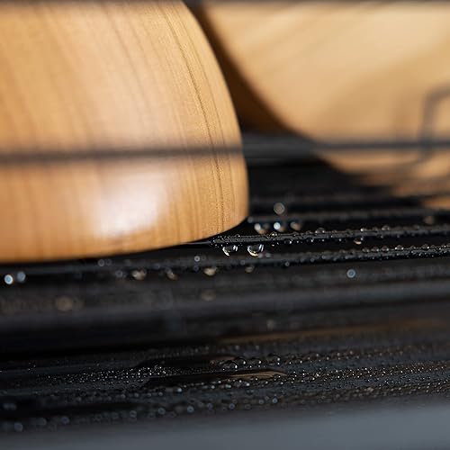 Miniatura 6 de Navaris Dish Drainer Rack - Plate, Silverware, Pots and Pans Drying Rack for Kitchen with Beechwood Handles - Modern Retro Design Drip Tray - Black