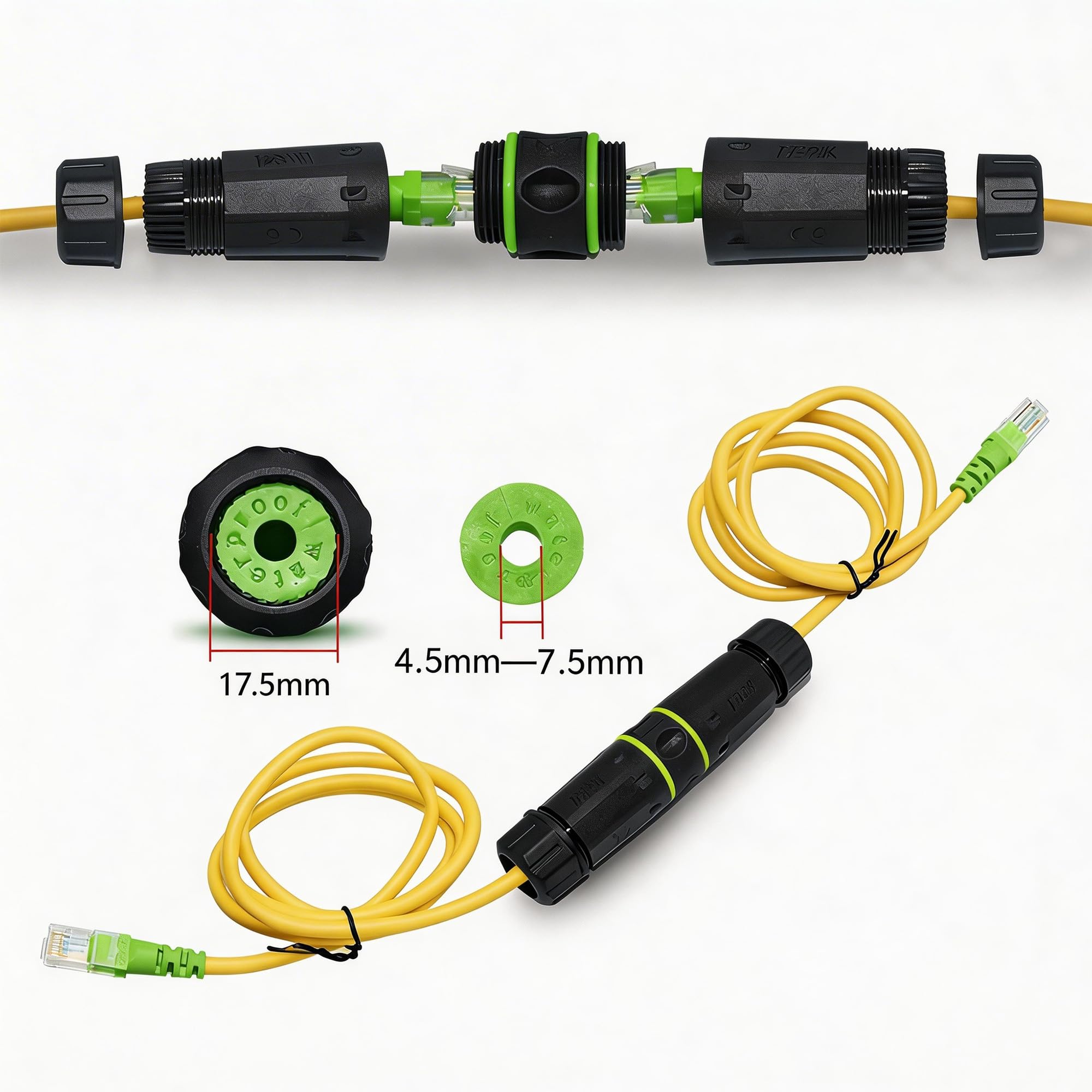 SYSTON Lot de 6 coupleurs RJ45 étanches IP68, coupleur Ethernet femelle vers femelle pour extension de câble réseau LAN CAT6/CAT5 8P8C, connecteur de fil résistant aux intempéries pour intérieur