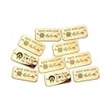 10Pcs Personalized Metal Tags for Crochet Items,40x20mm Rectangular Custom Tags for Handmade Items,Two Holes Stainless Steel Logo Tags for Crafts,Knitting,Jeans,Bags and Shoes (Gold, Rectangular)
