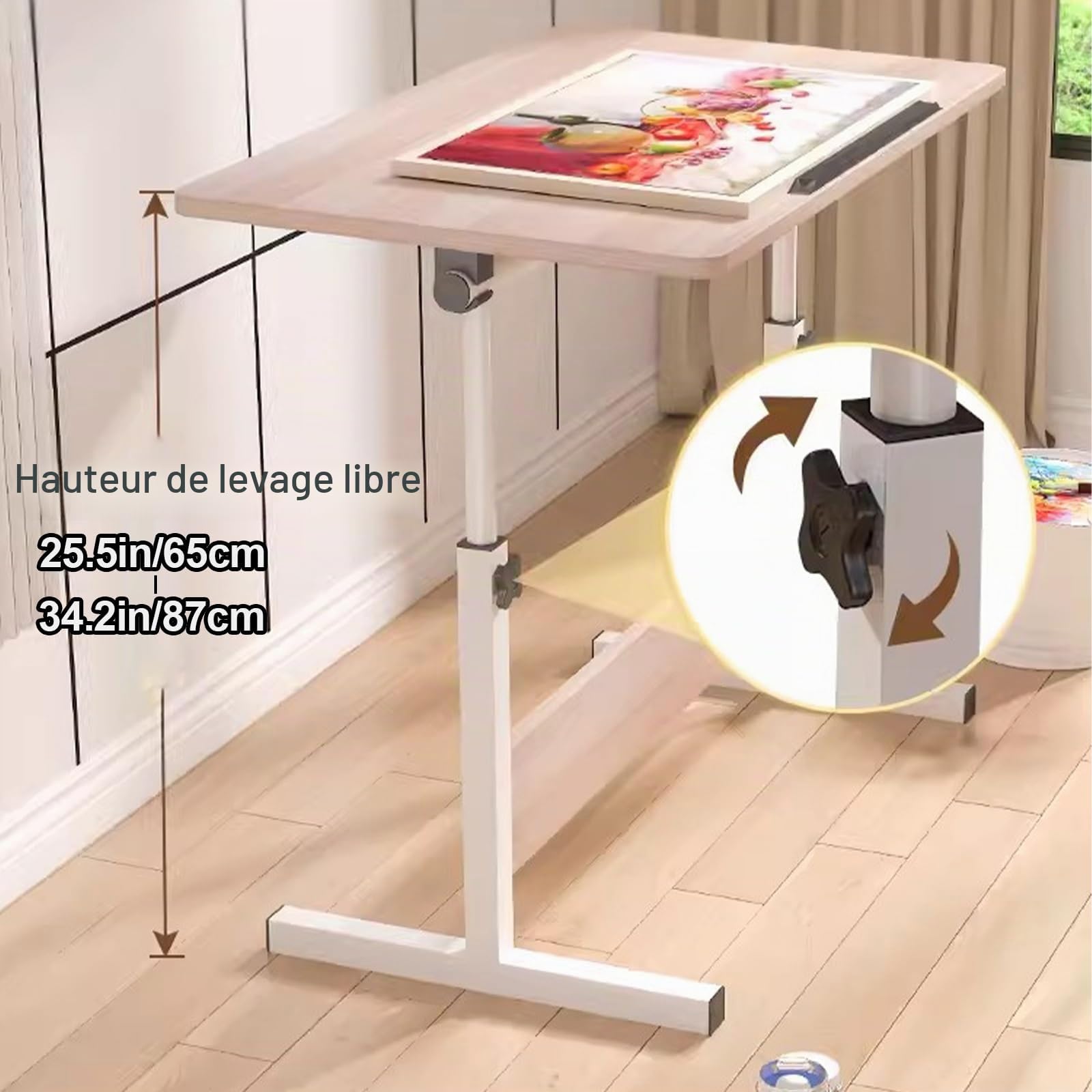 Table à Dessin, Chevalet Peinture, Chevalet Bois, Chevalets de Table pour Artistes, Hauteur et Angle Réglables, Table Ordinateur, pour La Maison, Le Bureau(White,19.6x31.4in/50x80cm)