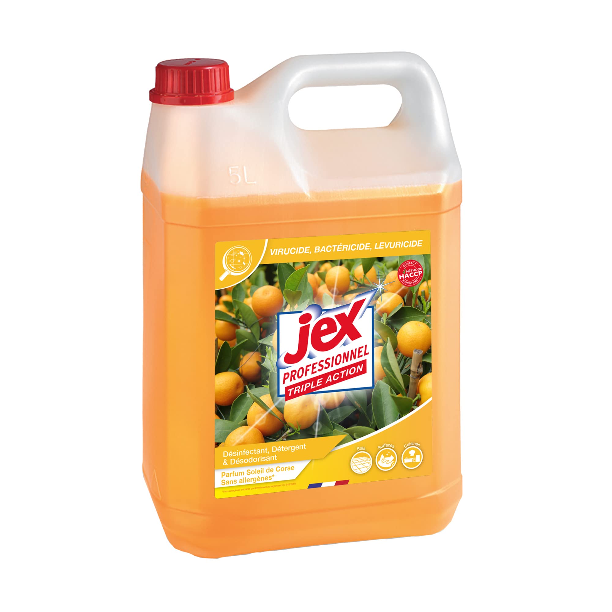 JEX - Nettoyant Sol & Surfaces Soleil de Corse - Nettoyant Multi-Usage Triple Action : Nettoie, Parfume, Désinfecte - Formule Co
