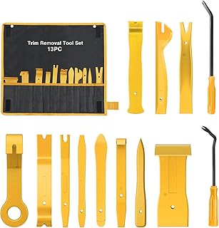 GOOACC 13PCS Nylon Trim Removal Tool Set for Bumper Fastener Rivet Clips Car Door Clip Panel Audio Video Dashboard Dismantle Yellow