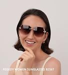 FEISEDY Women Trendy Rimless Sunglasses Metal Frame Diamond Cutting Lens B2567