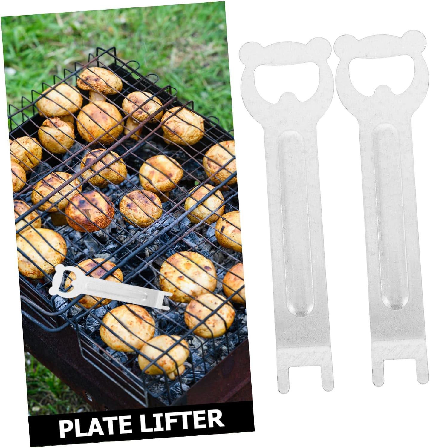 SUPVOX 4 Piece Multifunctional Grill Grate Lifter Iron Safe Handling Tool