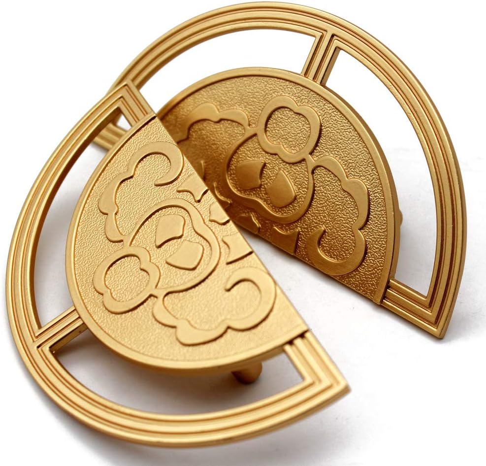 MOU 1 Pair Gold Vintage Style Brass Pull Handles for Cabinet Closet Drawer Door -Circular Antique Pull Knobs ,New Chinese Auspicious Pattern