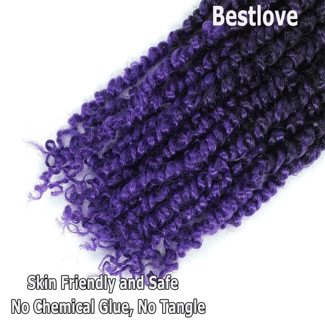 Bestlove 10 Inch 8 Packs Purple Pre-twisted Passion Twist Crochet Hair Pre-looped Bohemian Curly End Synthetic Braiding Hair Extensions Low Temperature Soft Twist Braids for Black Women(TPurple)