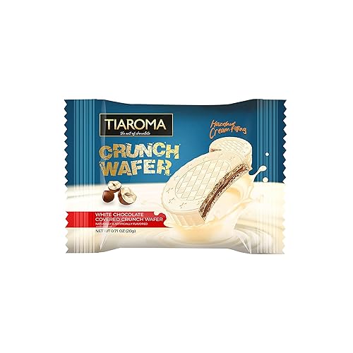 Miniatura 3 de Tiaroma Paquete de 12 obleas crujientes de chocolate blanco con crema de avellana (2.38 onzas  2.38 oz), bocadillos envueltos individualmente para