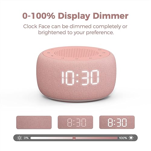 Miniatura 4 de Buffbee Sound Machine & Alarm Clock 2-in-1-0-100% Display Dimmer, Under Light, Sleep Timer, Precise 30-Level Volume Control White Noise Machine