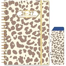 2026-2027 Planner, Jul.2026-Jun.2027 Planner Weekly and Monthly 6.25"x8.5" with Page Tabs, Calendar Hardcover with Inner Pocket, Elastic Band, Twin-Wire Binding, Bookmark, Brown Leopard