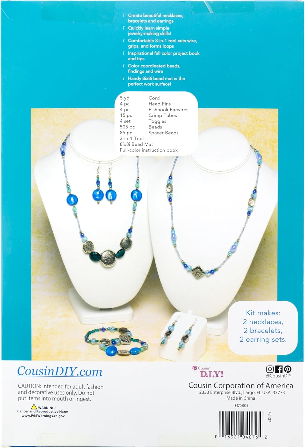 Cousin DIY Jewelry Basics Class in A Box Kit, Bright Glass