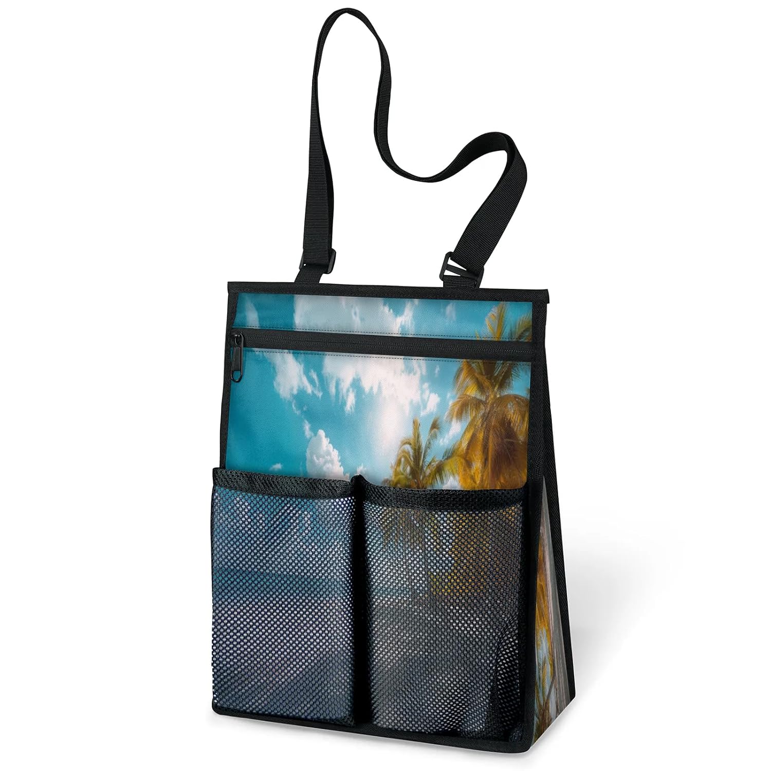 Ourtheme Summer Tropical Beach Portable Shower Bag for Travel Gym Camp Beach Tote Shower Caddy Bags Hanging Toiletry