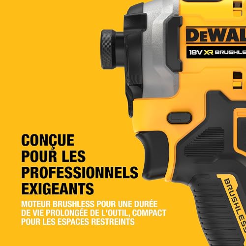 DEWALT 18V XR Brushless Compact Impact Driver, Tool Only, DCF850N-XJ, Battery Powered, Standard, Yellow/Black - 2