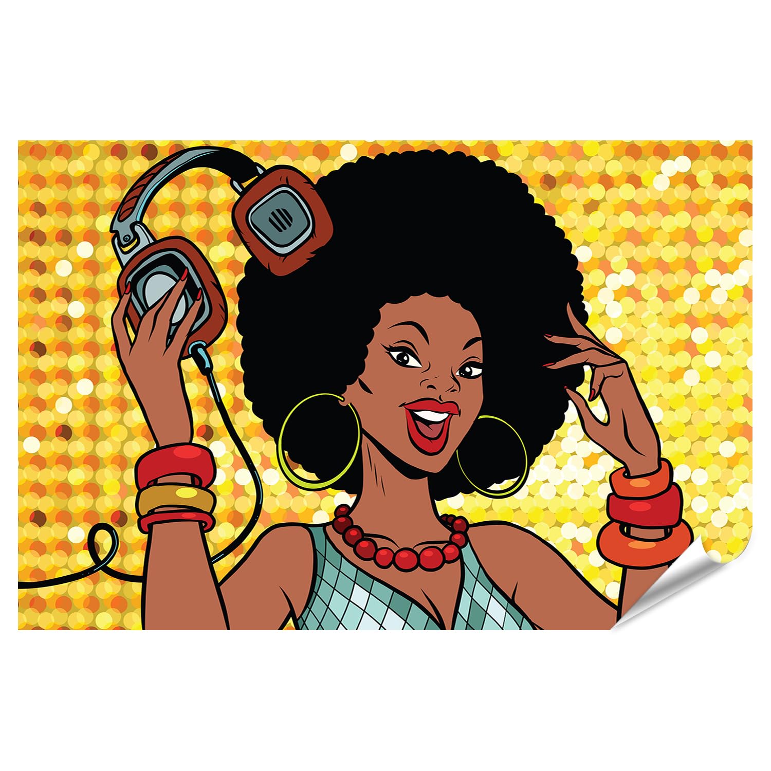 islandburner XXL poster con Stampa stock africana americana Dj cuffie audio musica pop art retrò immagini stampa foto