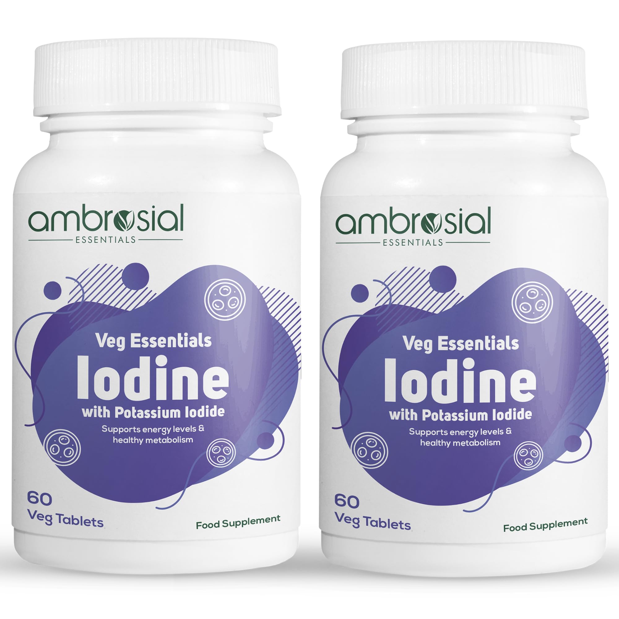 Ambrosial Iodine & Potassium Iodide 60 Veg Tablets (Pack of 2-120 Tablets)