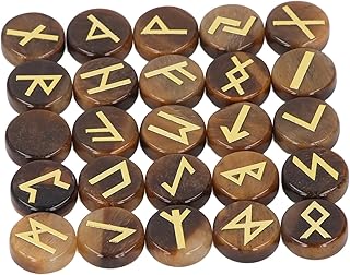 Buachois 25 Pieces Rune Crystal, Engraved Rune Sto