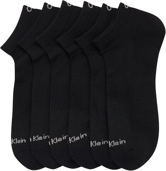 Calvin Klein Mens No Show Socks - 6 Pack Soft Cotton Blend Cushioned Athletic Low Cut Socks for Men for Sports and Running