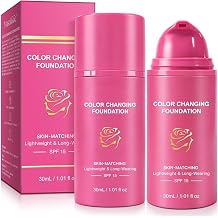 Color Changing Foundation for Mature Skin, Self-Adjusting Liquid, 30ml x 2