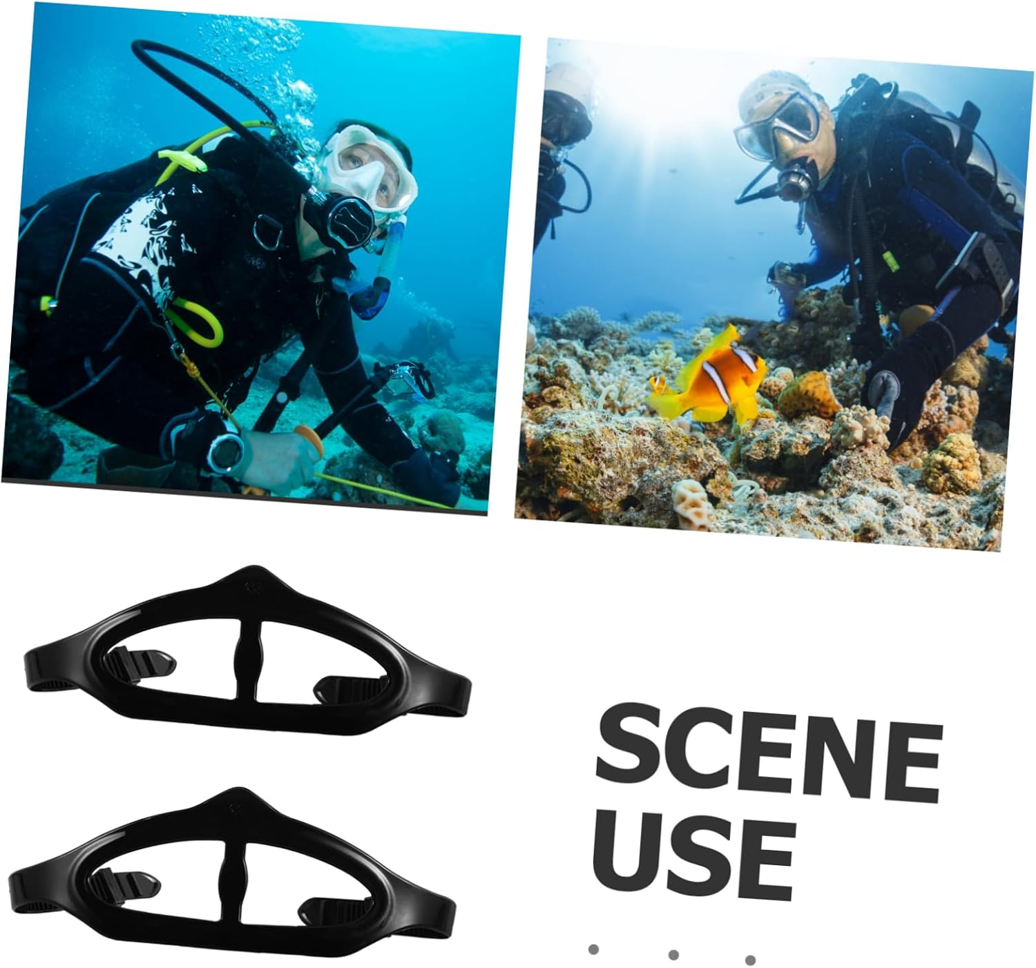 Generic 2pcs Adjustable Silicone Scuba Mask Strap Comfortable Replacement Head Strap for Diving Snorkeling Easy Installation Secure Head
