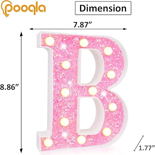 Miniatura 141 de Pooqla - Luz de números con iluminación LED rosa, funciona con pilas, con brillantina, para decoración de fiestas de cumpleaños y hogar Blanco cálido