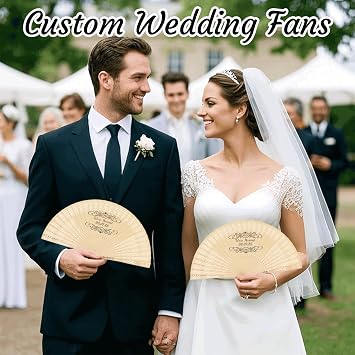 20 PCS Personalized Folding Fans Handheld Wooden Hand Fan Custom Wedding Fans with Organza Bags Wedding Favors for Guests (20 PCS)