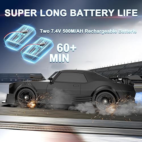 Miniatura 4 de Coche de control remoto RC Drift Car escala 116 4WD 18KMH Modelo de alta velocidad Vehículo 2.4GHz con luces LED Spray Rubber Tire Racing Sport Toy