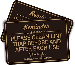 2PCS Clean Lint Trap Reminder Sign, Self-adhesive Waterproof and Anti-fading Clean Lint Trap Before and After Each Cycle sticker for Dryer, Essentials for Hosts and Guests Bathroom Sign
